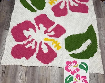 Pink Hawaiian Hibiscus Flower Crochet Pattern – C2C Graphgan (PDF)