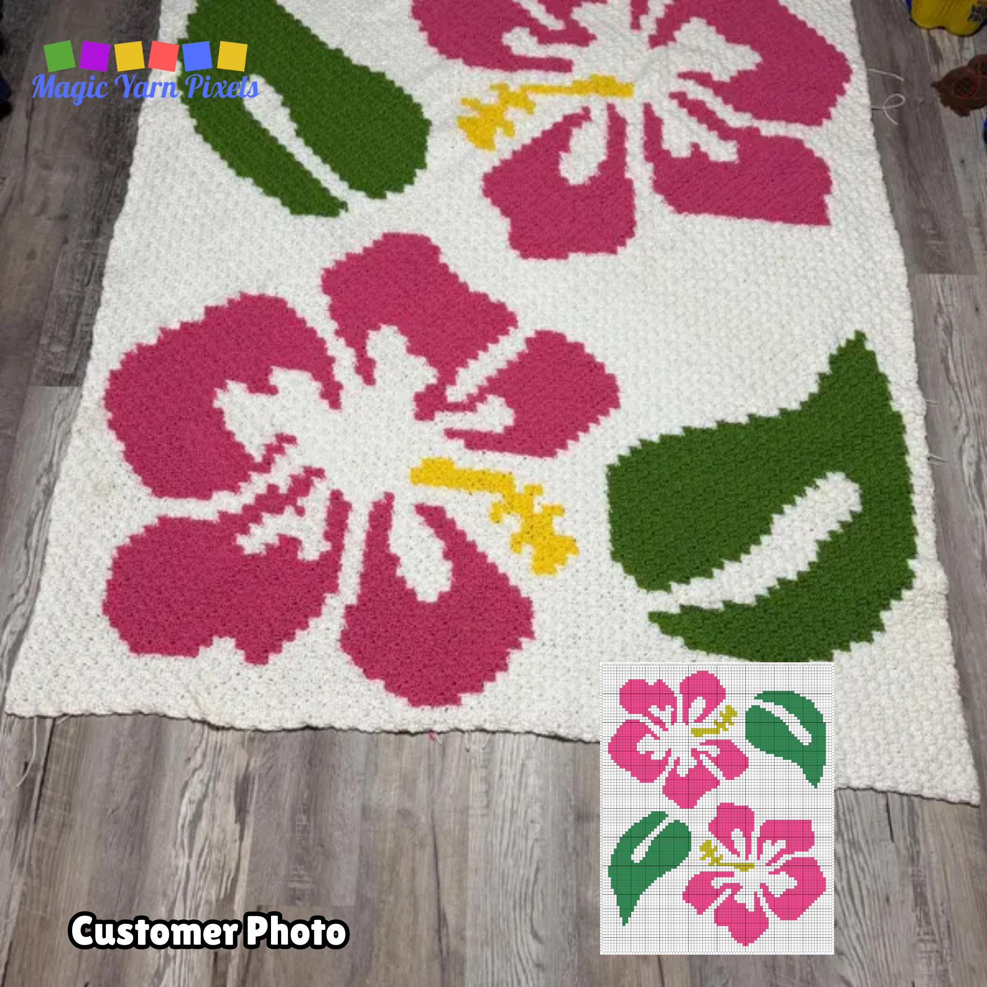 Pink Hawaiian Hibiscus Flower Crochet Pattern – C2C Graphgan (PDF