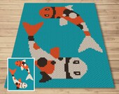 Chinese Koi Fish In Pond Graph and Pattern C2C & Tapestry Crochet - Fish C2C Graphgan - Koi Fish Crochet Blanket - C2C Koi Blanket Gift Baby