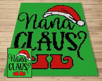 Nana Claus Graph + Written Pattern For C2C & Tapestry Crochet - Santa C2C Crochet Pattern - Christmas Crochet Blanket - Christmas Afghan