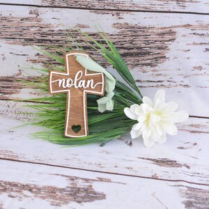 personalized wood cross for wall, baptism gift girl from godparents, Christian nursery decor, 1st communion gifts for boys, Easter basket