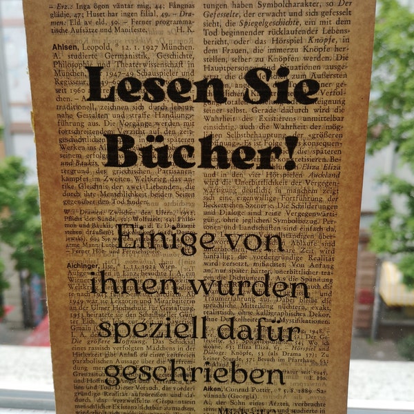 Kunstdruck von Spruch auf Buchseite, Literatur, Sprache, Wörter, Lesen