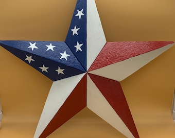 Amerykańskie patriotyczne drewniane gwiazdy, drewniana dekoracja w kształcie gwiazdy, drewniana dekoracja z okazji 4 lipca, patriotyczna drewniana dekoracja, prezent dla weterana, zbiórka funduszy, „Gwiazda ulicy Wiens”