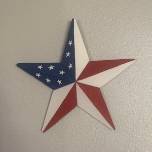 USA Patriotic Flag, 4th of July, Patriotic Wall Decor, Veteran gift, fund raiser door prize, 3D barn star, Stars, Independence Day, America