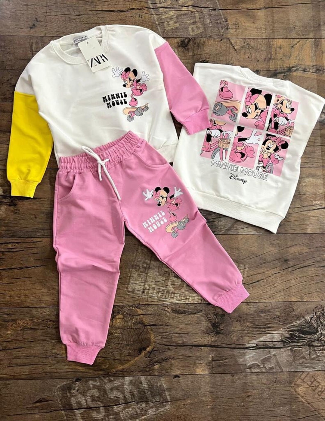 Minnie Mouse Set Children Sweatshirt Set Thick Hoodie Set Jogger Set  Winter Cloths Fall Cloths Children Winter - Main Image