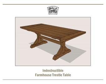 Farmhouse Trestle Table Plans w/ Build Videos