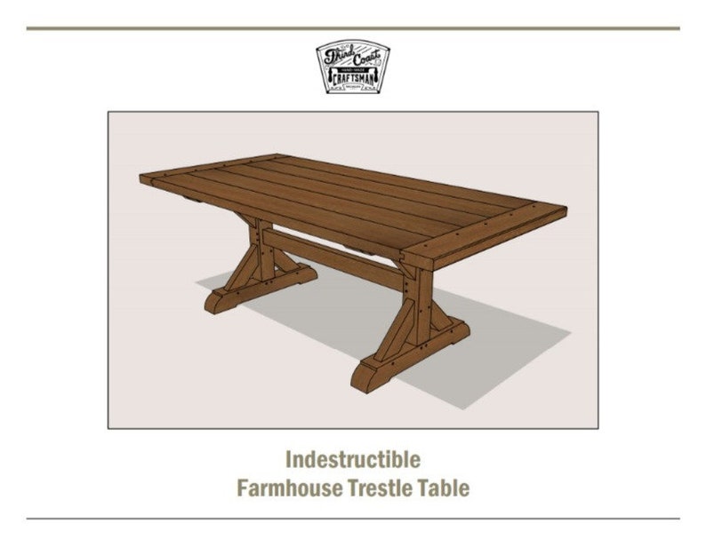 Farmhouse Trestle Table Plans W/ Build Videos Etsy