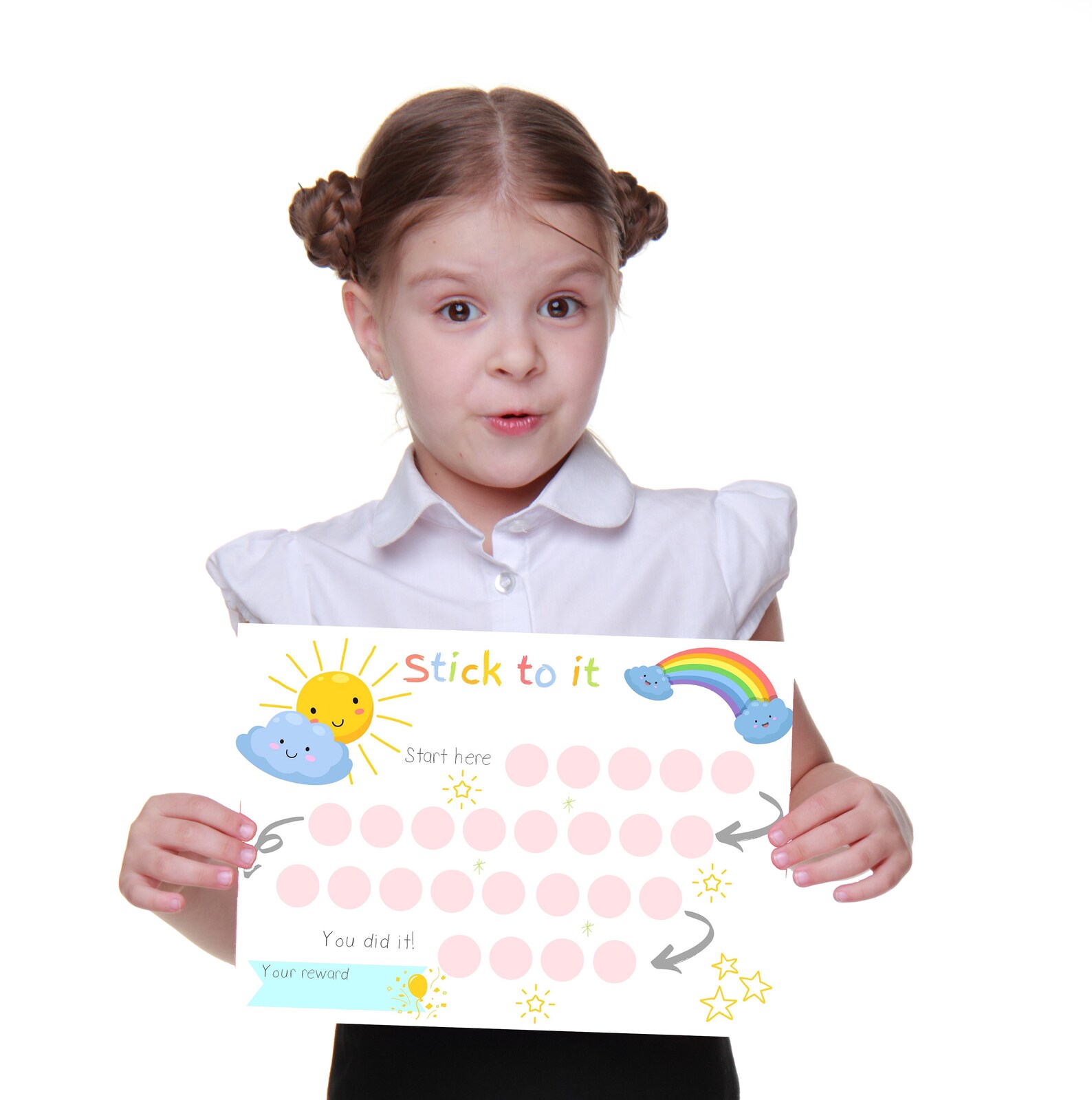 Printable Rainbow Reward Chart Girl's Sticker Chart Etsy UK