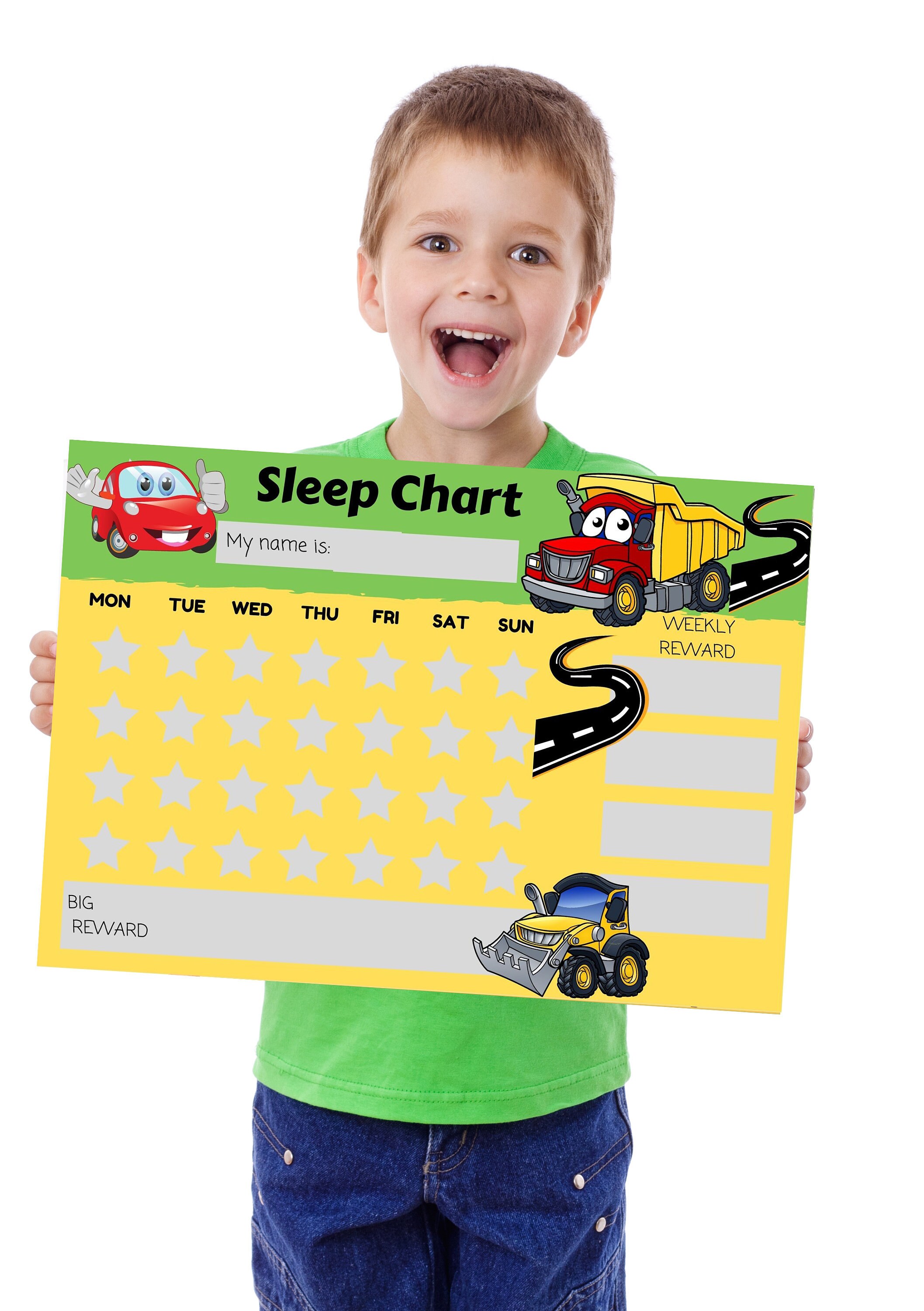SLEEP CHART REWARD Chart A4 Trucks Sleep Tracker Chart Behavior Chart