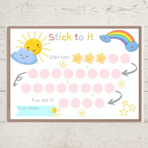 Printable Rainbow Reward Chart, Girl's Sticker Chart, Instant Download Reward Chart, Toddler Reward Chart, Potty Training Chart, A4, letter