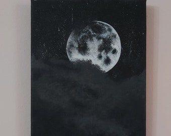 Acrylic painting - Full moon night