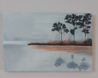 Acrylic painting - Lake landscape