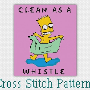 Bart Simpson Clean as a Whistle Cross Stitch Pattern