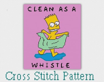Bart Simpson Clean as a Whistle Cross Stitch Pattern