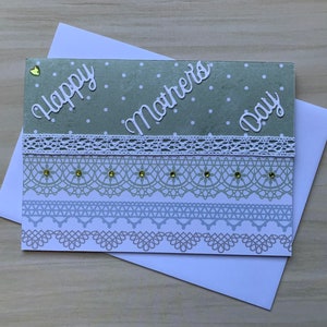 Carte unique faite main pour la fête des mères, carte de joyeuse fête des mères avec verset, carte de voeux en dentelle pour maman, carte avec message à l'intérieur, femme