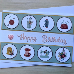 Carte d'anniversaire de couture pour femme, carte d'anniversaire de couturière pour couturière, carte de machine à coudre pour machiniste, carte de courtepointe, carte de tricot