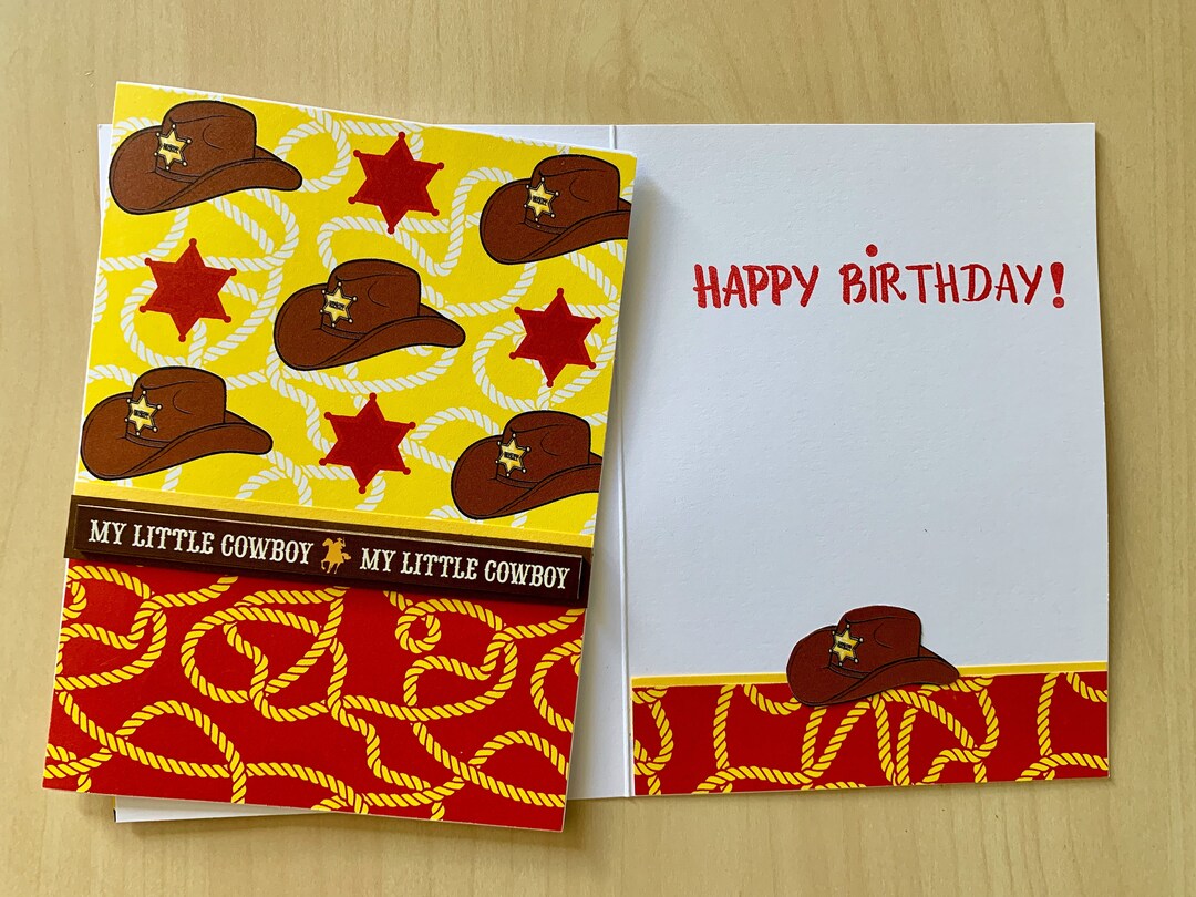 Cowboy Birthday Card for Kids, Horse Birthday Card for Boy, Handcrafted Equestrian Card for ...