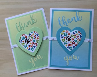 Pet thank you card, Paw print card, Vet tech card, Handcrafted card for veterinarian, Cat greeting card, Dog notecard, Veterinary card