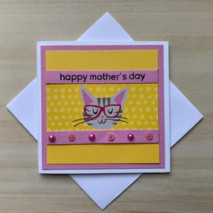 Mini carte de fête des mères avec des chats, carte de fête des mères avec des chats, carte cadeau avec enveloppe, étiquettes cadeau joyeuse fête des mères, carte de maman chat