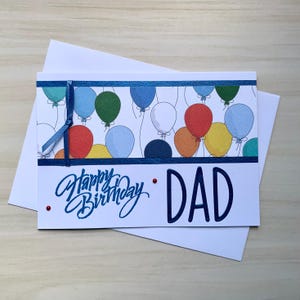 Carte d'anniversaire ballon à papa, carte d'anniversaire physique pour père, carte d'anniversaire unique faite main pour papa, carte de voeux artisanale homme