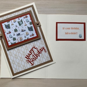 Carte d'anniversaire nautique pour homme, carte masculine, carte artisanale avec message, carte de voeux d'anniversaire de voilier faite maison, carte de marin
