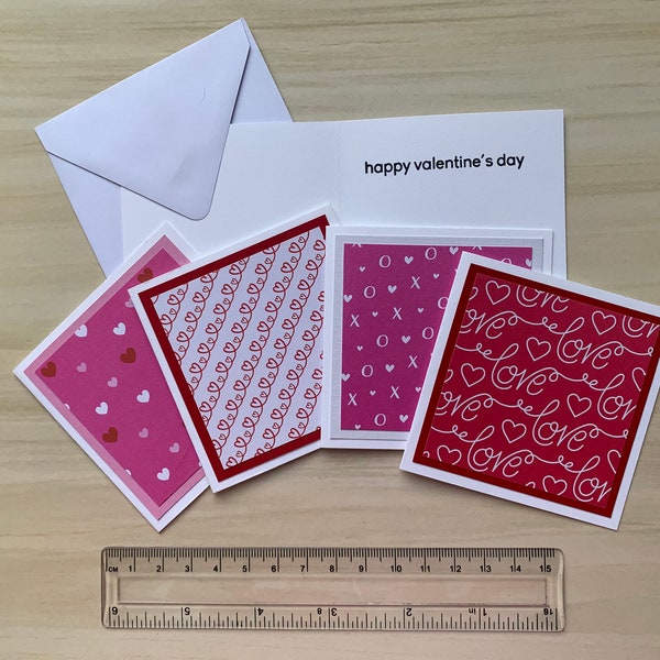 Mini tarjetas del día de San Valentín, paquete de tarjetas pequeñas, tarjetas de felicitación pequeñas para niños, tarjeta de regalo con sobre, juego de notas, tarjetas variadas