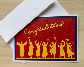 Congratulations graduate card, Queens University graduation card, Handcrafted card, 2024 grad card, College, High School, Red blue and gold