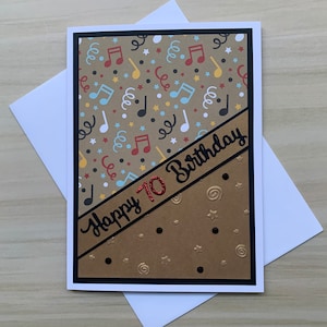 Carte d'anniversaire personnalisée pour lui, carte d'anniversaire de musique pour femme, 30e, 40e, 50e, 60e, 70e, carte pour musiciens, pour professeur de musique