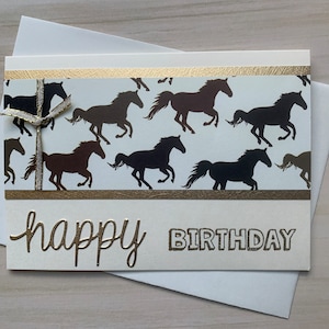 Carte d'anniversaire fille cheval, carte équestre pour ado, carte d'anniversaire fille cow-girl, carte de dressage pour elle, carte en papier faite main pour femme