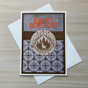 Deer birthday card, Hunting birthday card for boyfriend, Masculine card for male, Hunting rifle card for hunter, Buck card for man, for him
