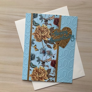Tarjeta de aniversario de primavera para esposa, tarjeta de 4.º aniversario de bodas para una pareja especial, tarjeta de aniversario floral para hija, tarjeta de 4.º aniversario