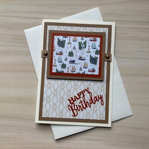 Sailboat birthday card for men, Masculine birthday card with boat, Nautical card for son, Ship card for sailor, Sailing card, Physical card