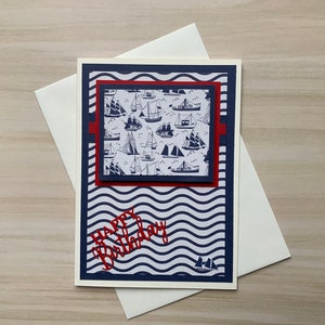 Carte d'anniversaire de marin pour homme, carte de voeux d'anniversaire de bateau, carte masculine pour homme, carte de voilier pour papa, carte de bateau pour lui, carte de voile