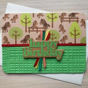 Carte d'anniversaire de ferme pour enfants, carte de cow-girl occidentale pour fille, carte d'anniversaire de petit cow-boy pour garçon, carte d'amoureux des chevaux pour enfants, carte de poney