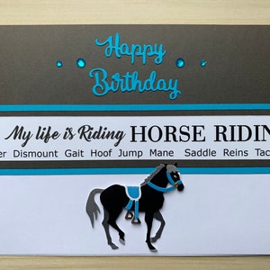 Amie de carte d'anniversaire de cheval, carte d'anniversaire équestre pour elle, carte en papier faite main, carte d'anniversaire de fille de cheval pour un adolescent, pour le dressage