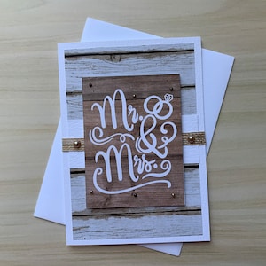 Carte de mariage champêtre pour les mariés, carte rustique pour amis, carte de voeux de mariage en plein air faite main, carte nature pour couple, M. et Mme