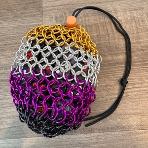 Non Binary Pride Chainmail Dice Bag: Handmade LGBTQ+ Gamer Gift