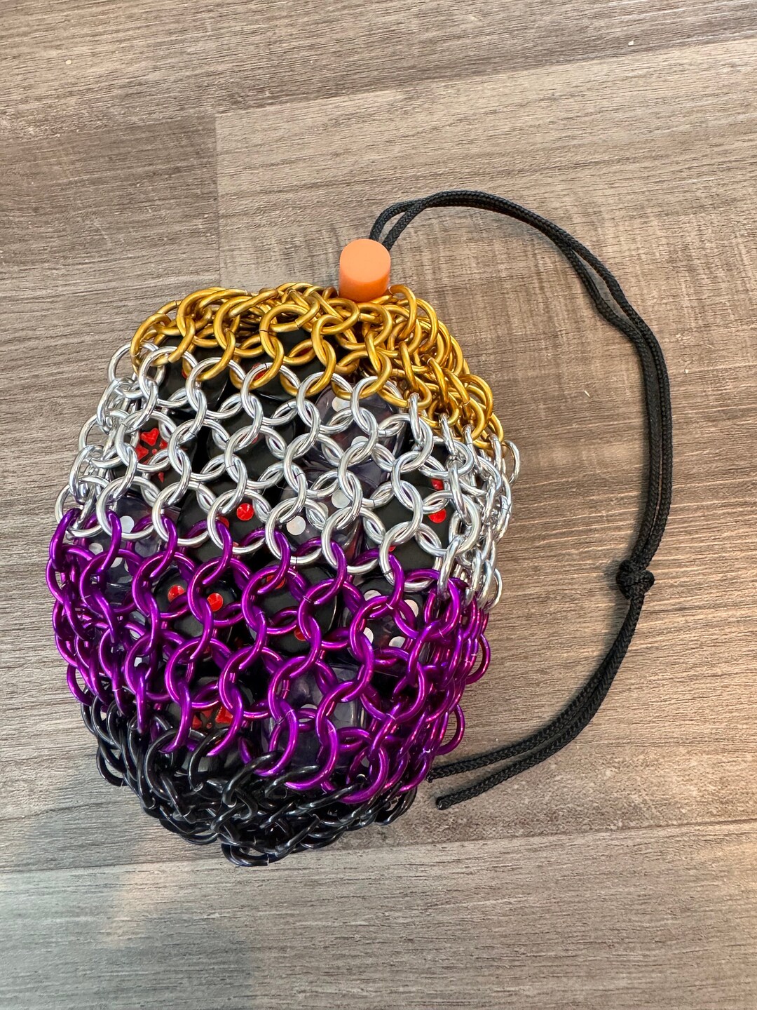 Non Binary PRIDE / Chainmail Dicebag / 40 Dice / Chainmaille / LGBTQ