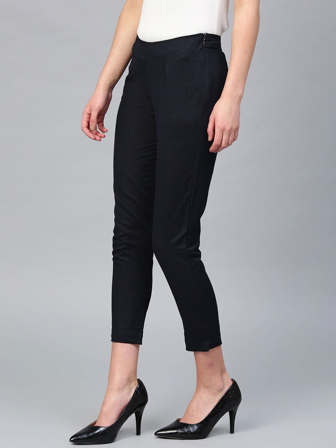 Navy Solid Cropped Trousers Yoga Pants Leggings Harems Etsy