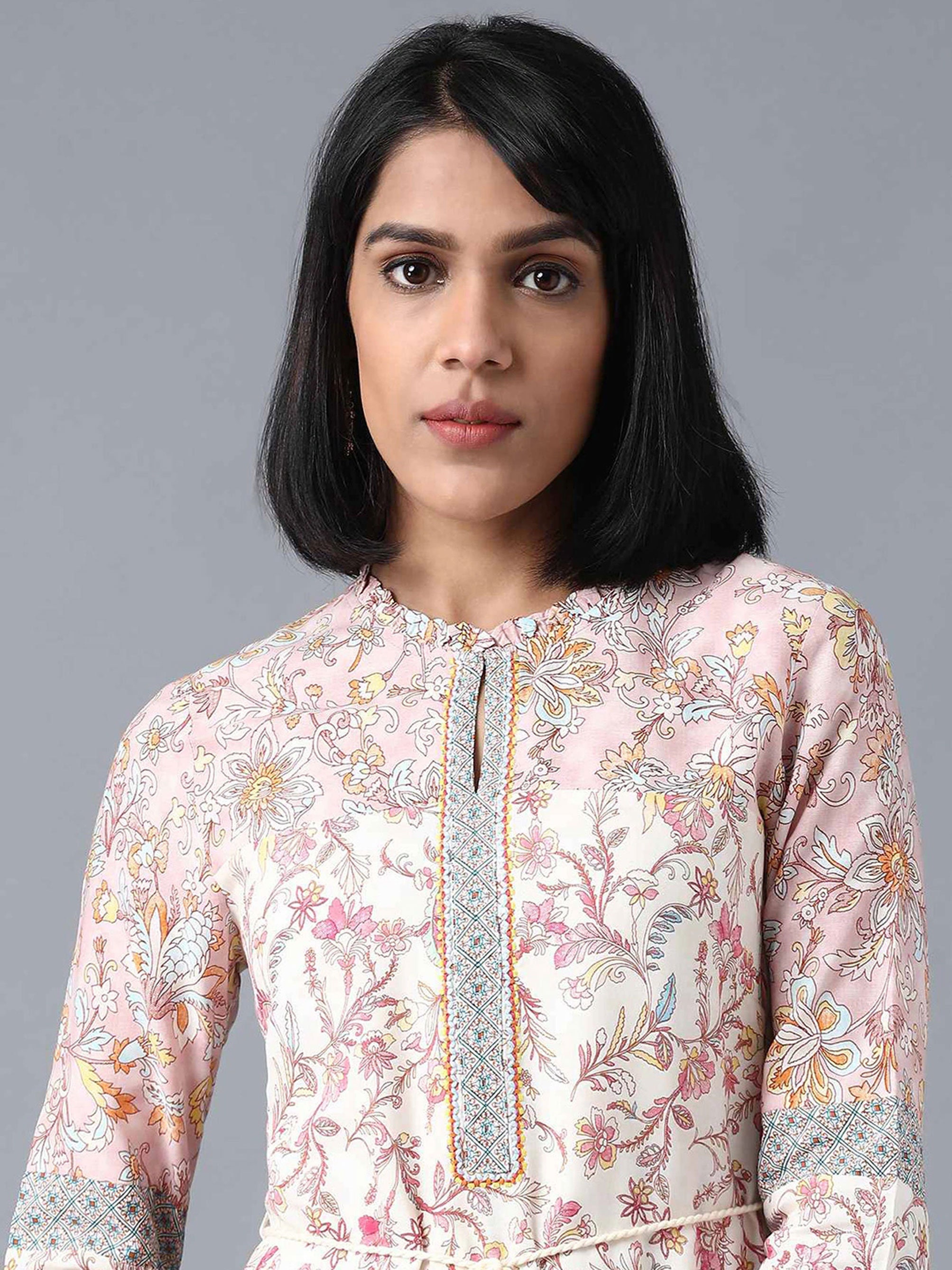 Beige Printed A Line Dress Infinity Dress Minimalist Gift | Etsy