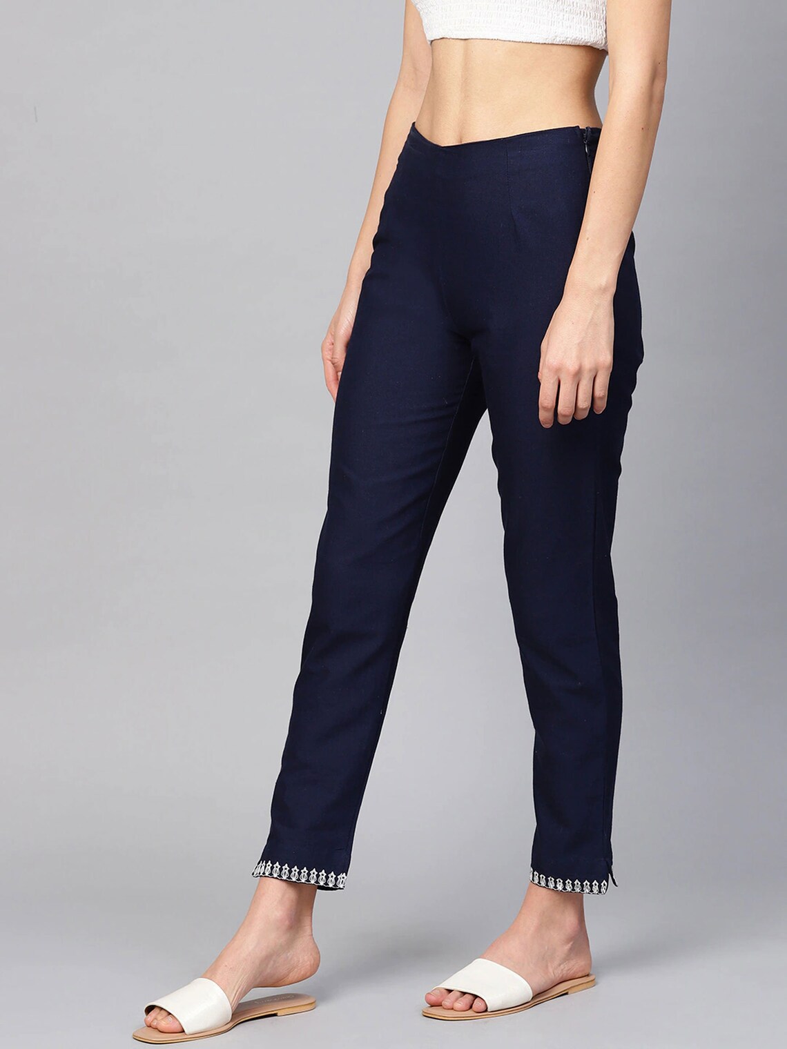 Navy Solid Cropped Trousers Yoga Pants Leggings Harems Etsy