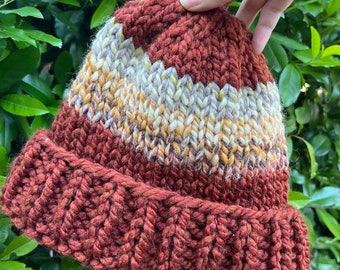 Handmade Chunky Knit Beanie: Multicolored Cozy Knit Hat