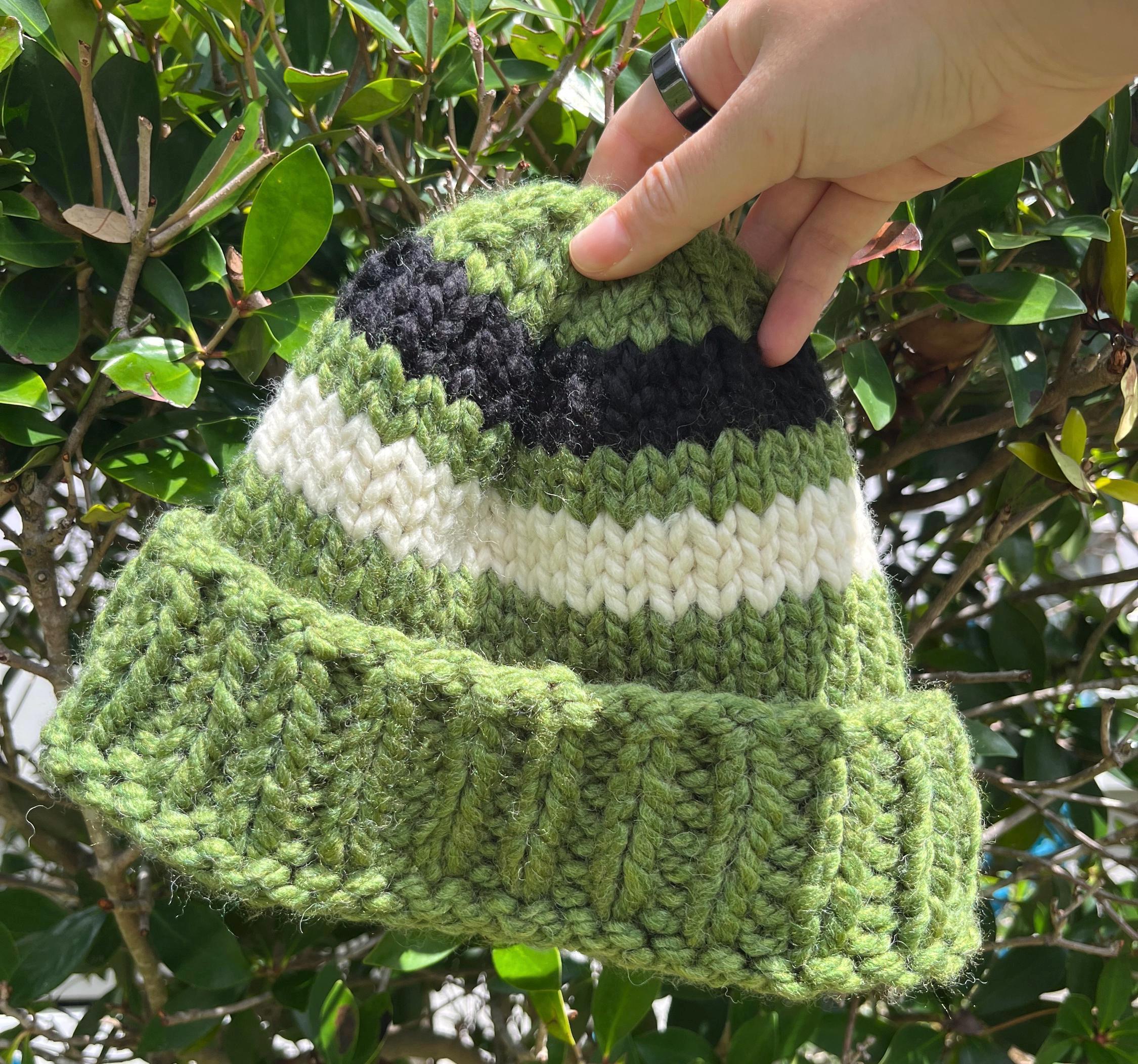 Hand Knit Chunky Striped Beanie: Cozy Handmade Hats - Etsy