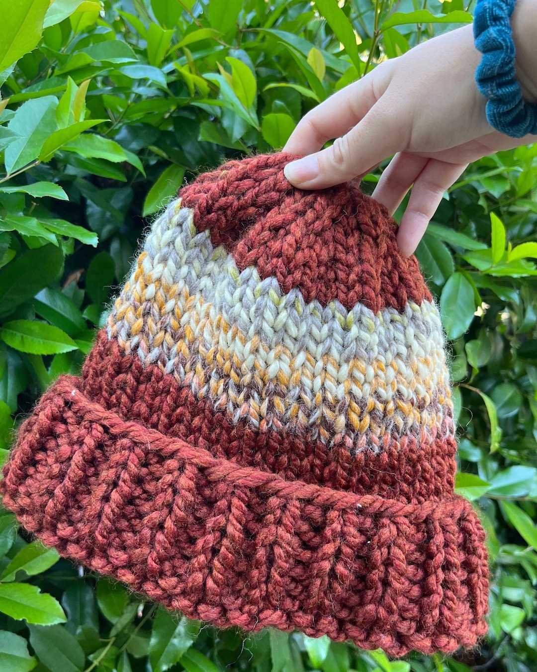 Chunky Multicolored Handmade Beanie Hand Knit Beanie Colorful & Cozy