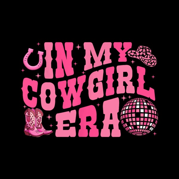 In My Cowgirl Era Groovy Cute Western Rodeo Cowgirl Digital PNG
