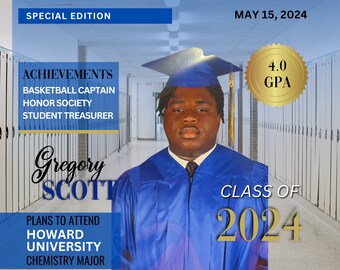 Canva Pro editable grad magazine cover