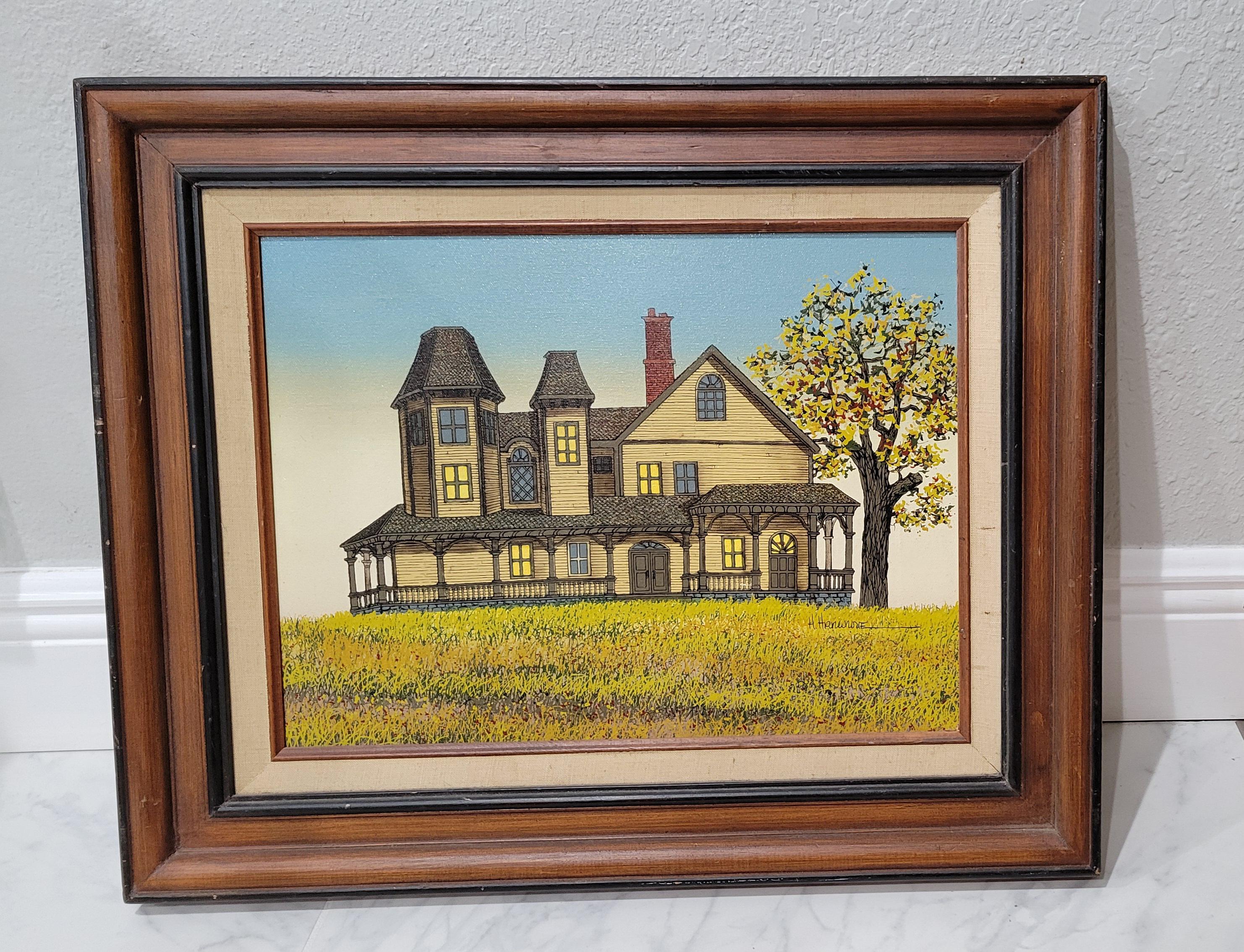 アメリカンヴィンテージ絵画　H.HARGROVE キャンパス地　セリグラフ アメリカンヴィンテージ絵画 H.HARGROVE キャンパス地 セリグラフ