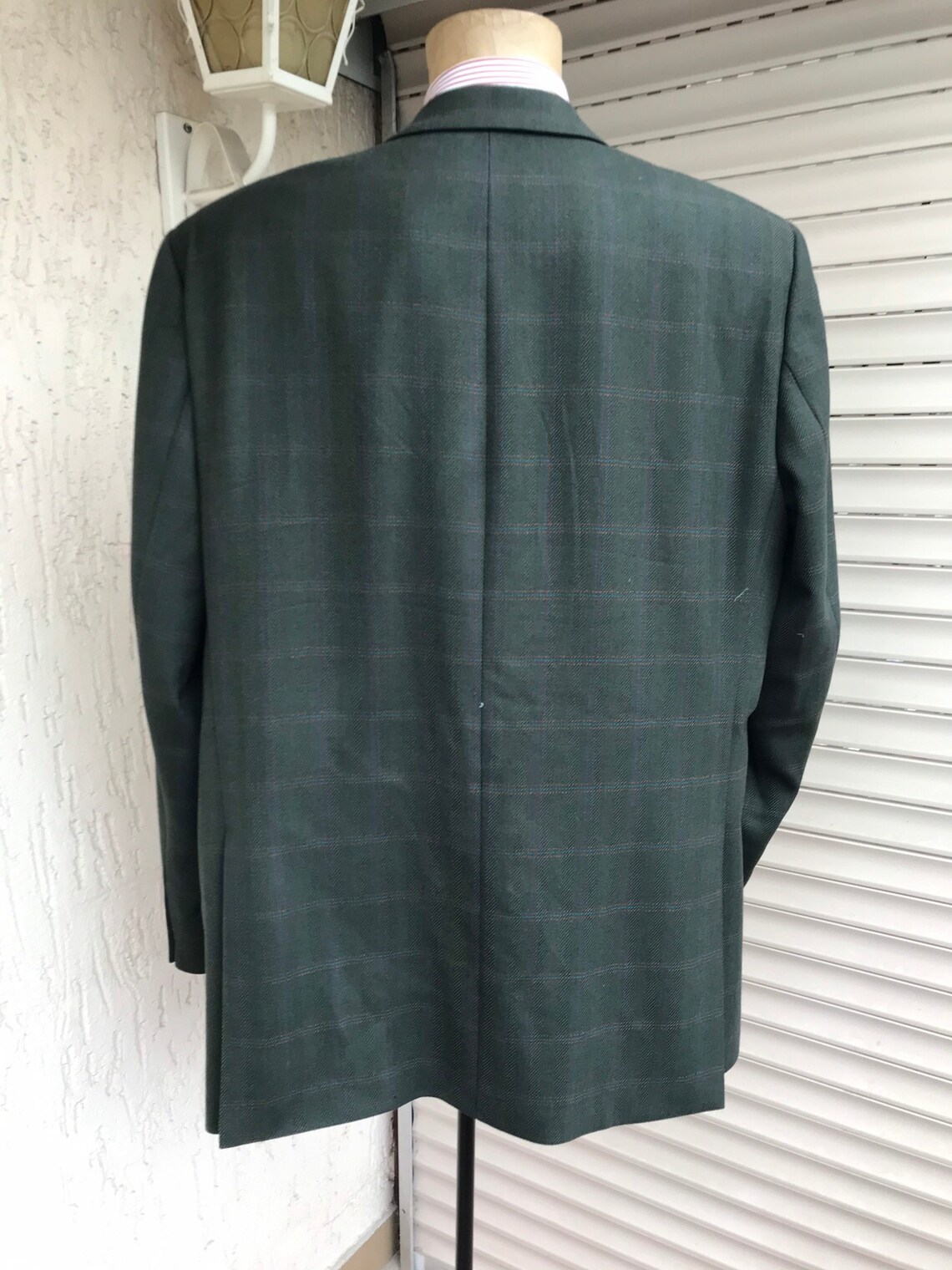 Forest green mens wool plaid blazer Sz 62 Etsy
