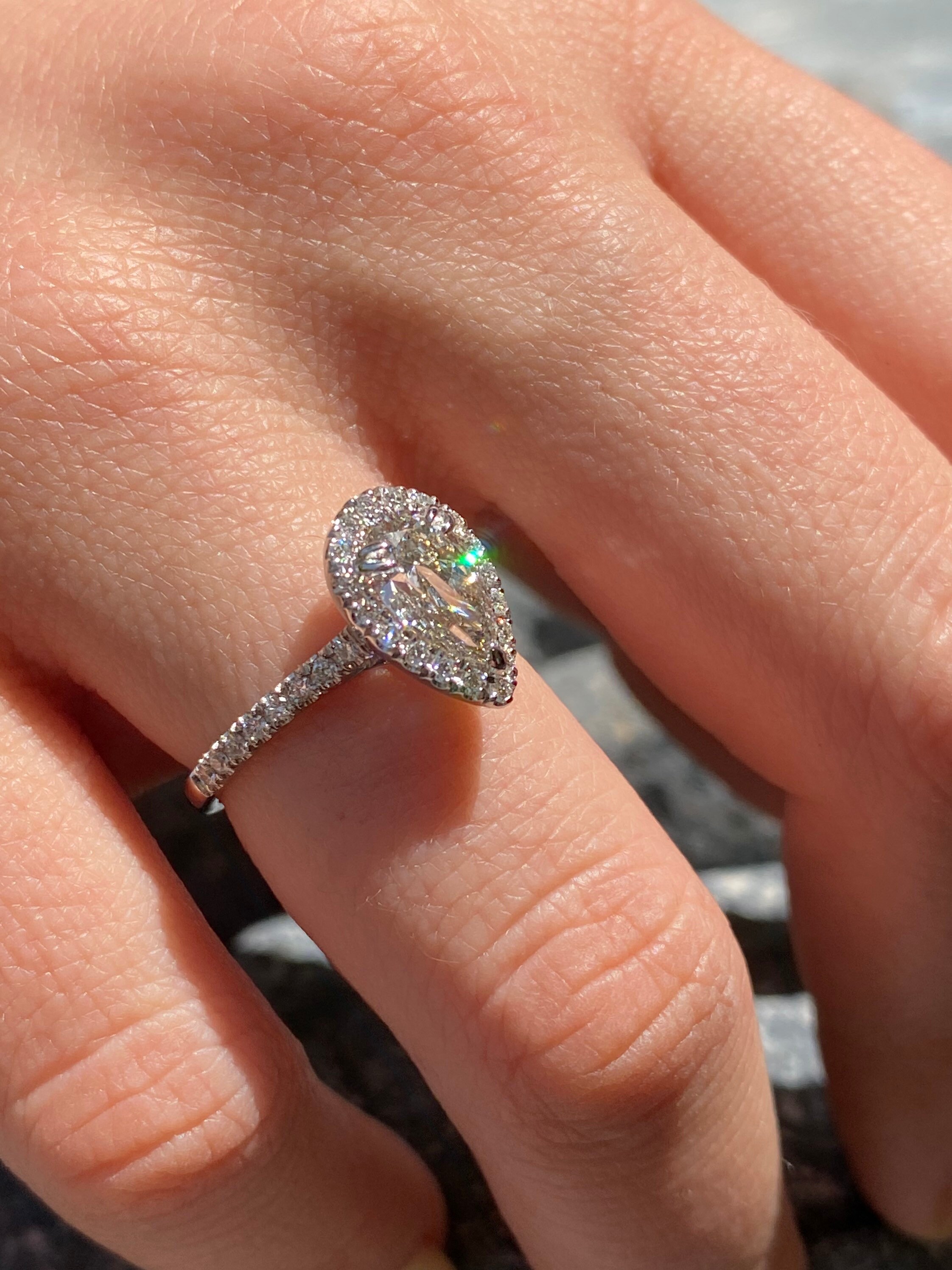 Lab grown diamond pear shape cut diamond engagement ring 14K Etsy