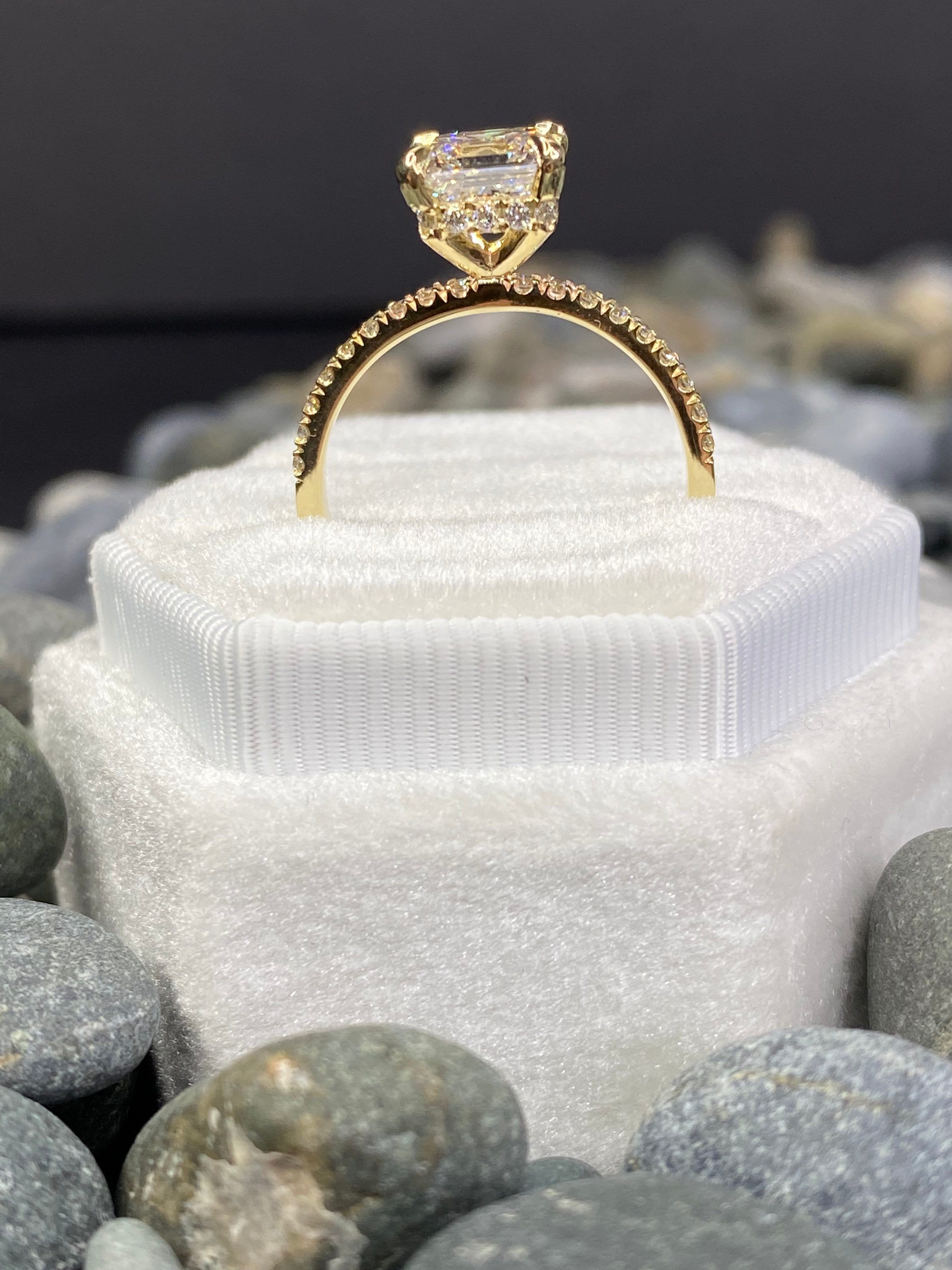 Lab Grown Diamond Asscher Cut, Diamond Engagement Ring, 14K Yellow Gold